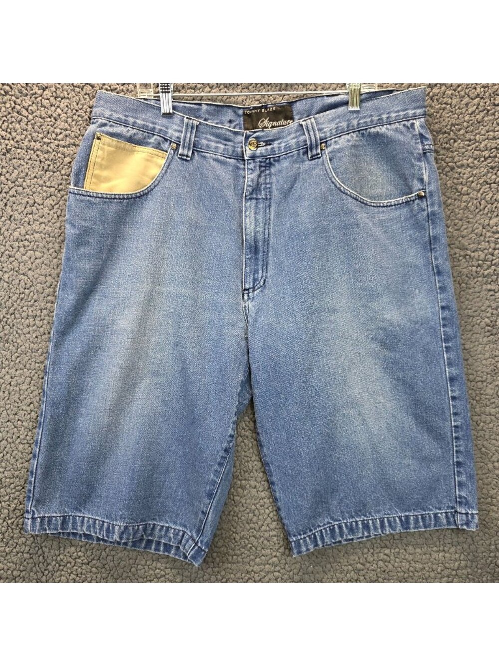 Johnny Blaze Signature Denim Shorts 40 Blue Casual Retro Streetwear Hip Hop 90s